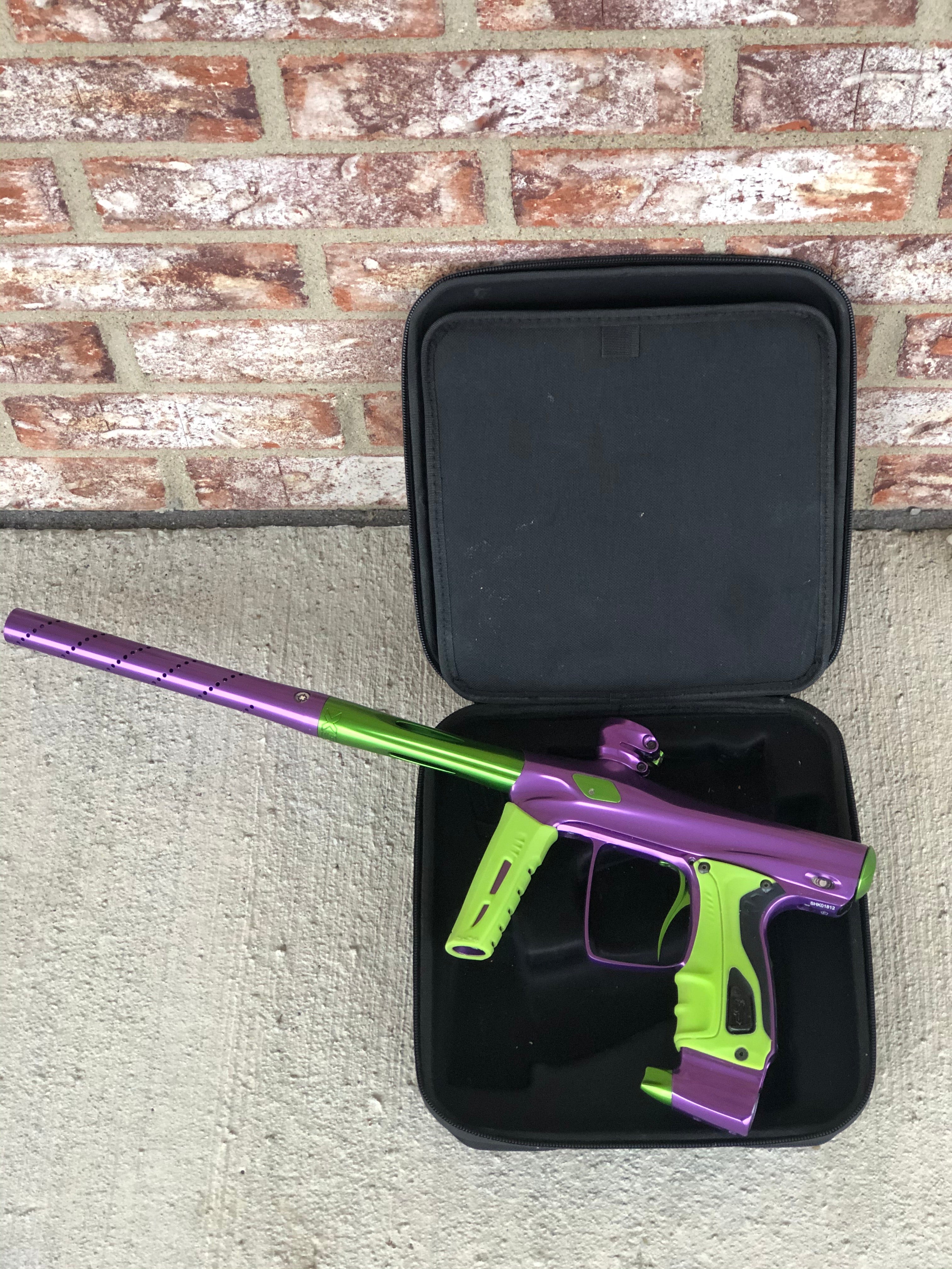 Used Shocker RSX Paintball Gun - Gloss Purple w/ Lime