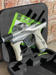 Used Planet Eclipse LV1.6 Paintball Gun - Silver / Dark Grey w/ Infamous Deuce Trigger & White Grip Kit