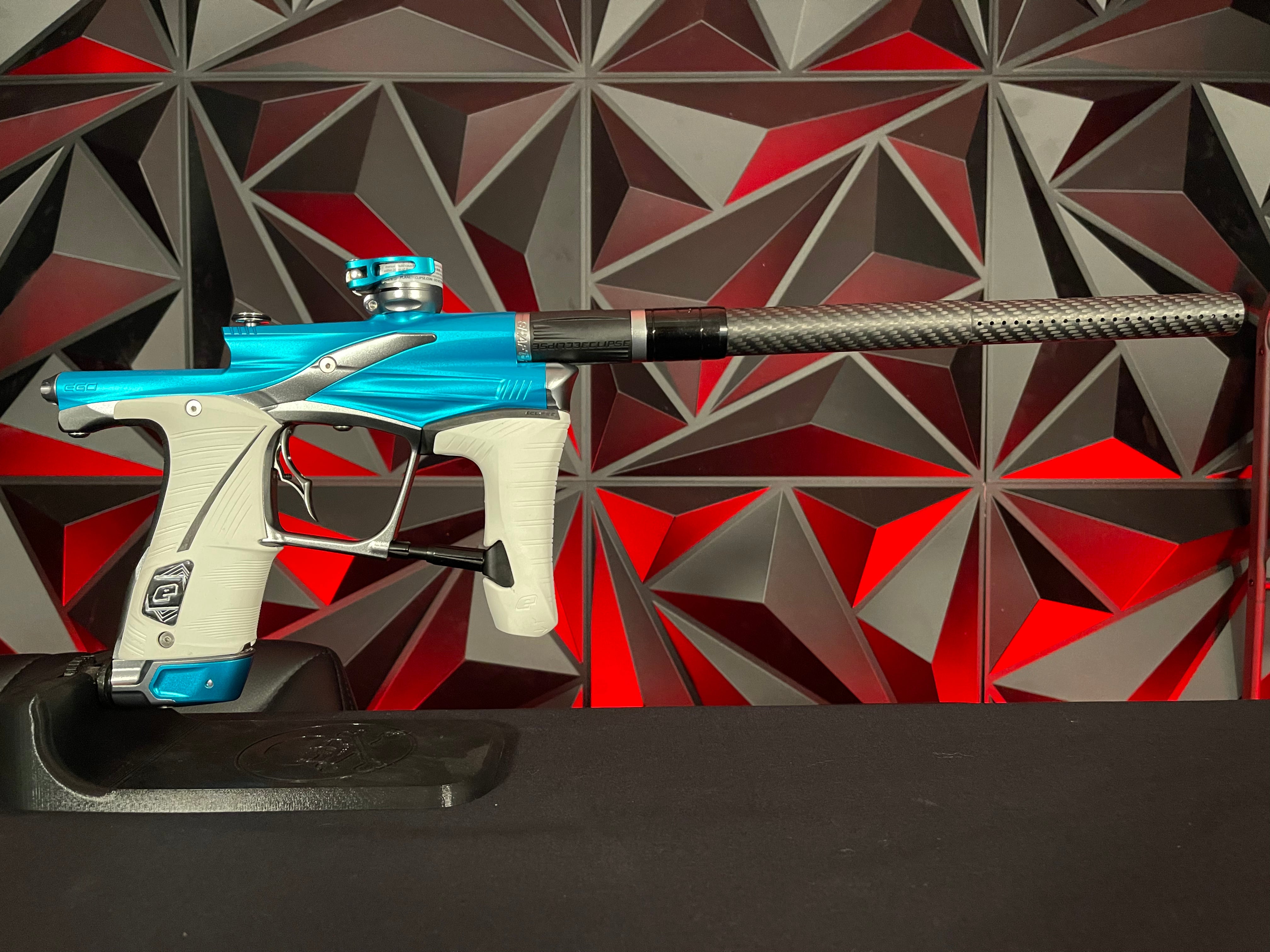 Used Planet Eclipse Lv1.6 Paintball Gun - Zircon (Teal / Grey) w/ White Grip Kit & 1R Deuce Trigger