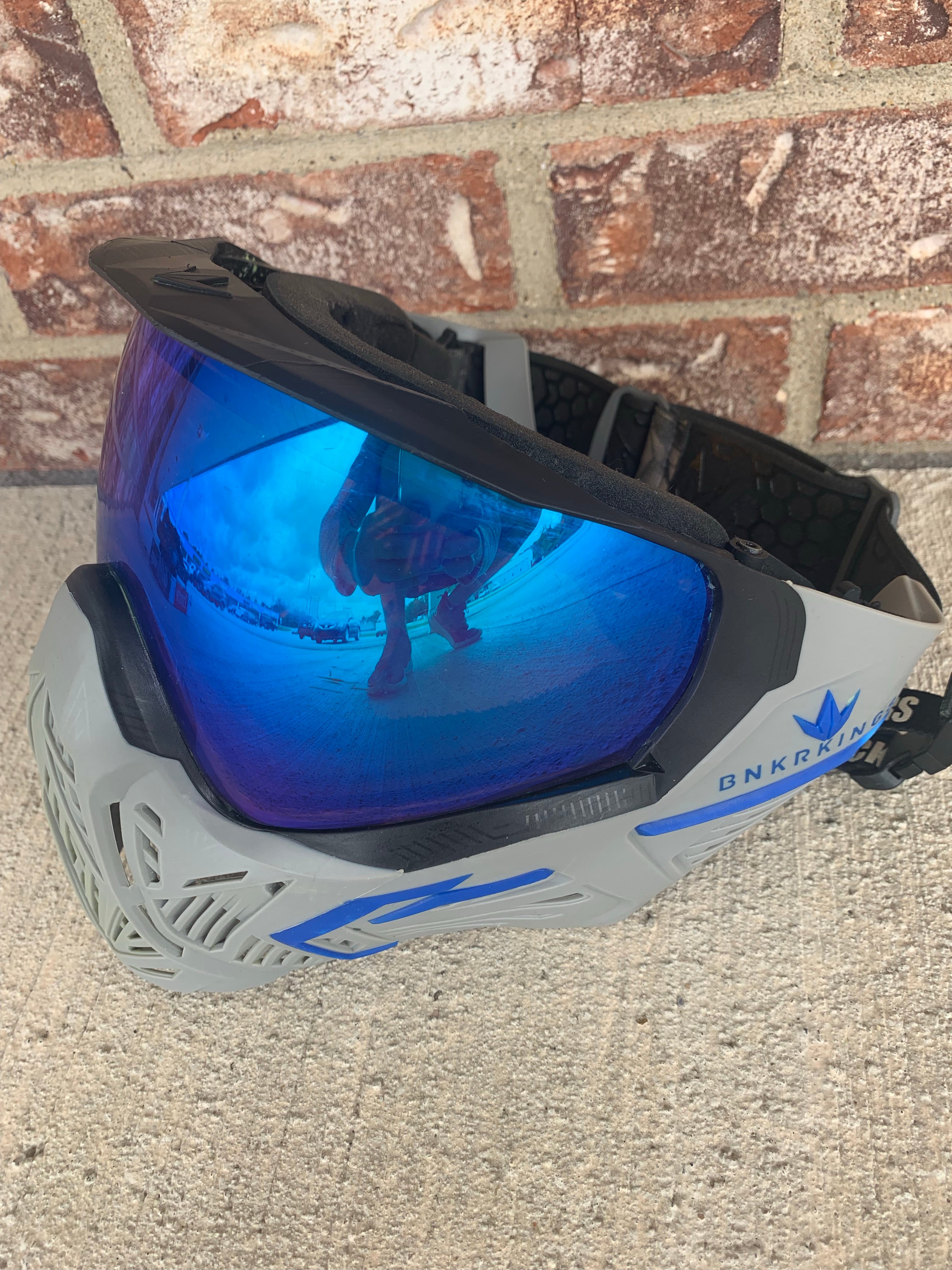 Used Bunker Kings CMD Paintball Mask- Gray/Blue