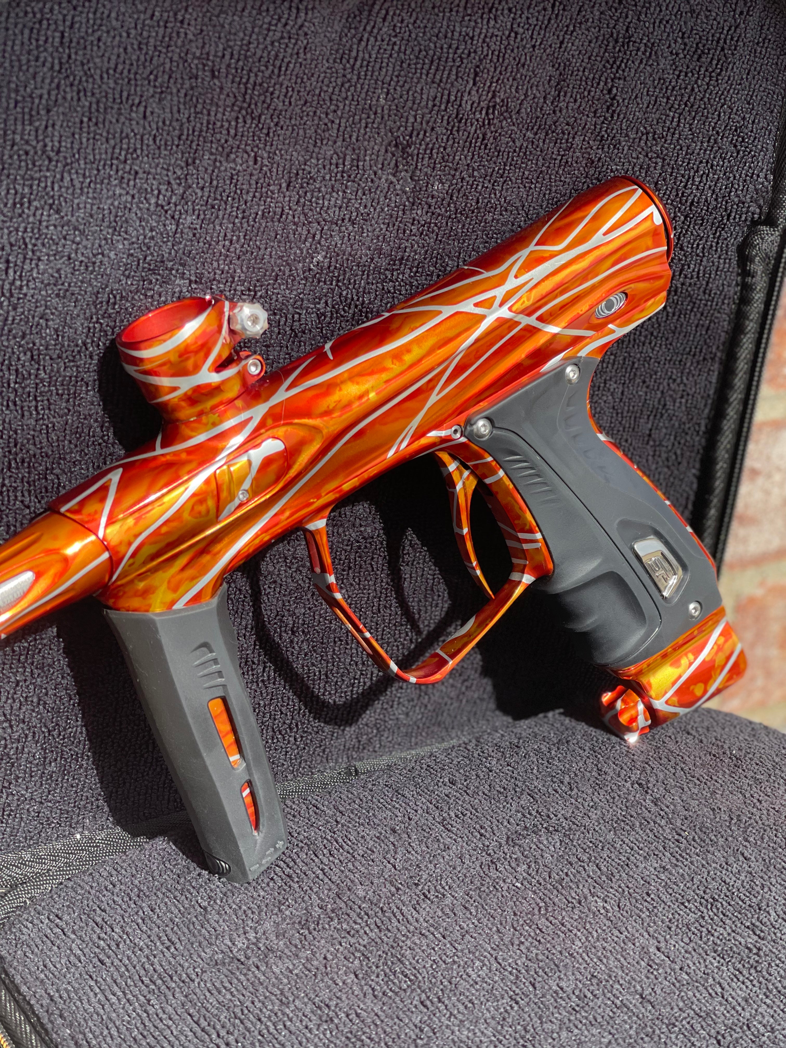 Used Ultra Shocker XLS Paintball Gun - Fire and Ice - Splash Trigger Frame and CVO Frame