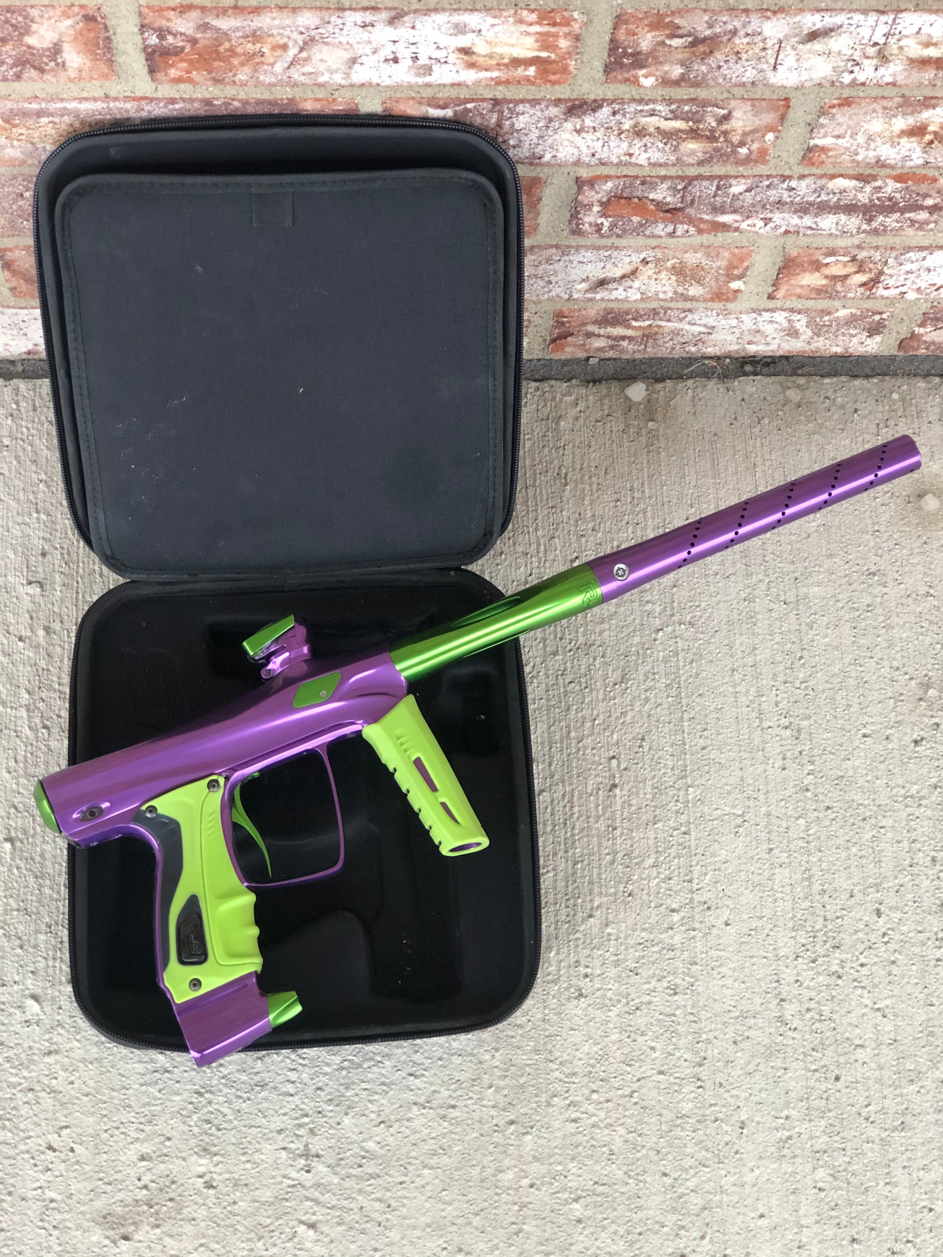 Used Shocker RSX Paintball Gun - Gloss Purple w/ Lime