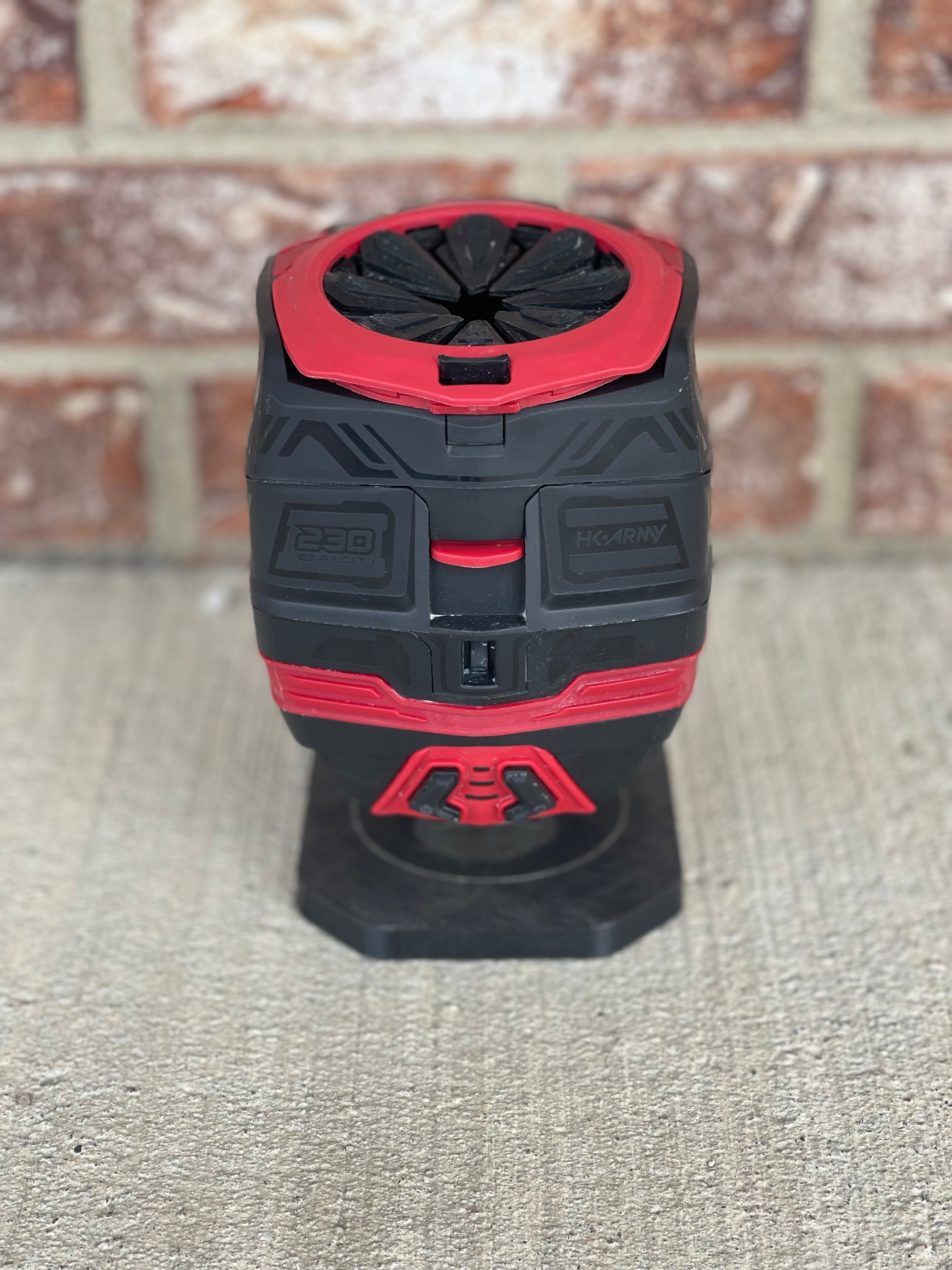 Used HK Army TFX3 Paintball Loader - Black/Red with Rain Lid & Speedfeed