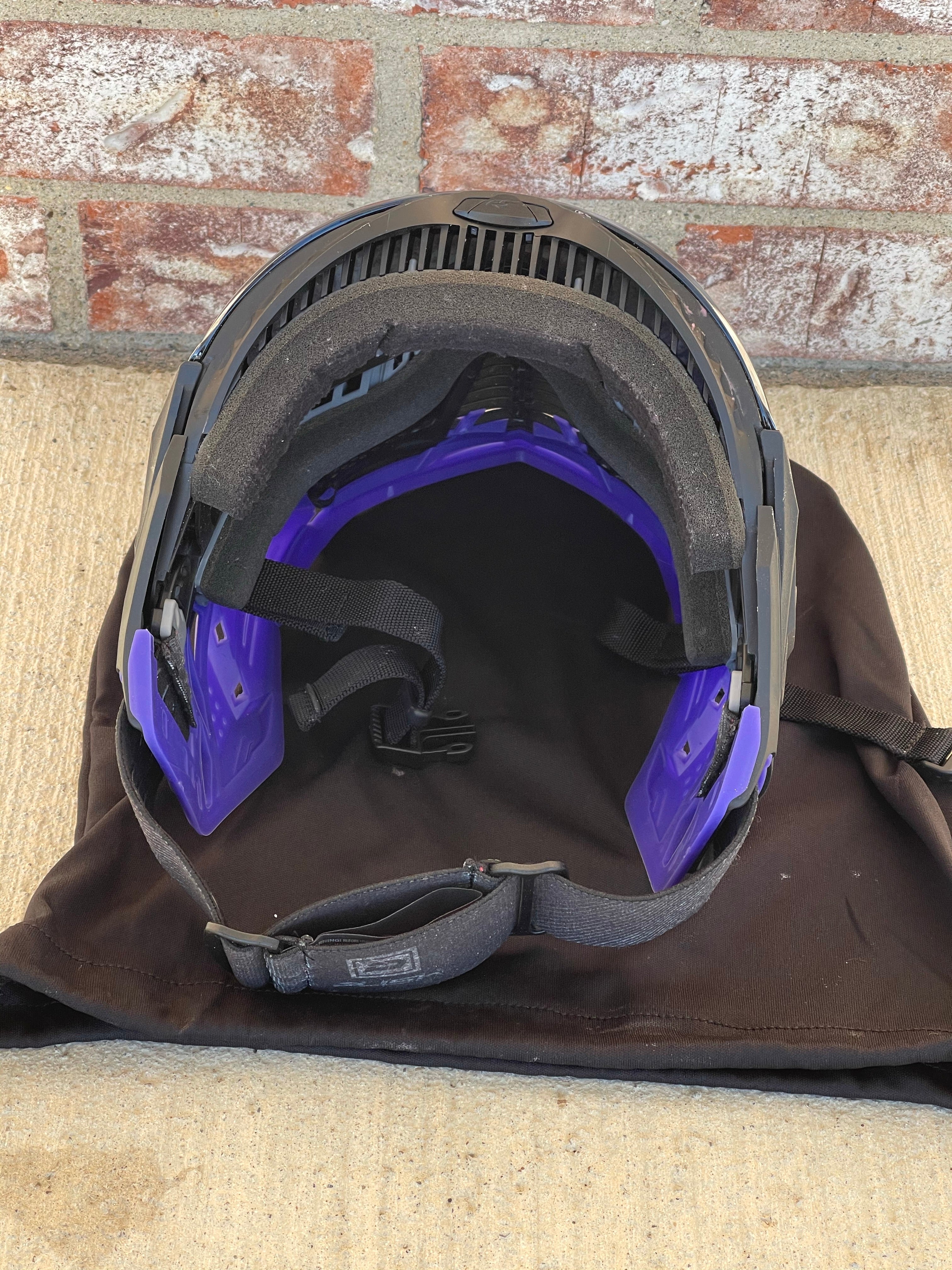 Used Push Unite Paintball Mask - Black with Purple Chin Extender