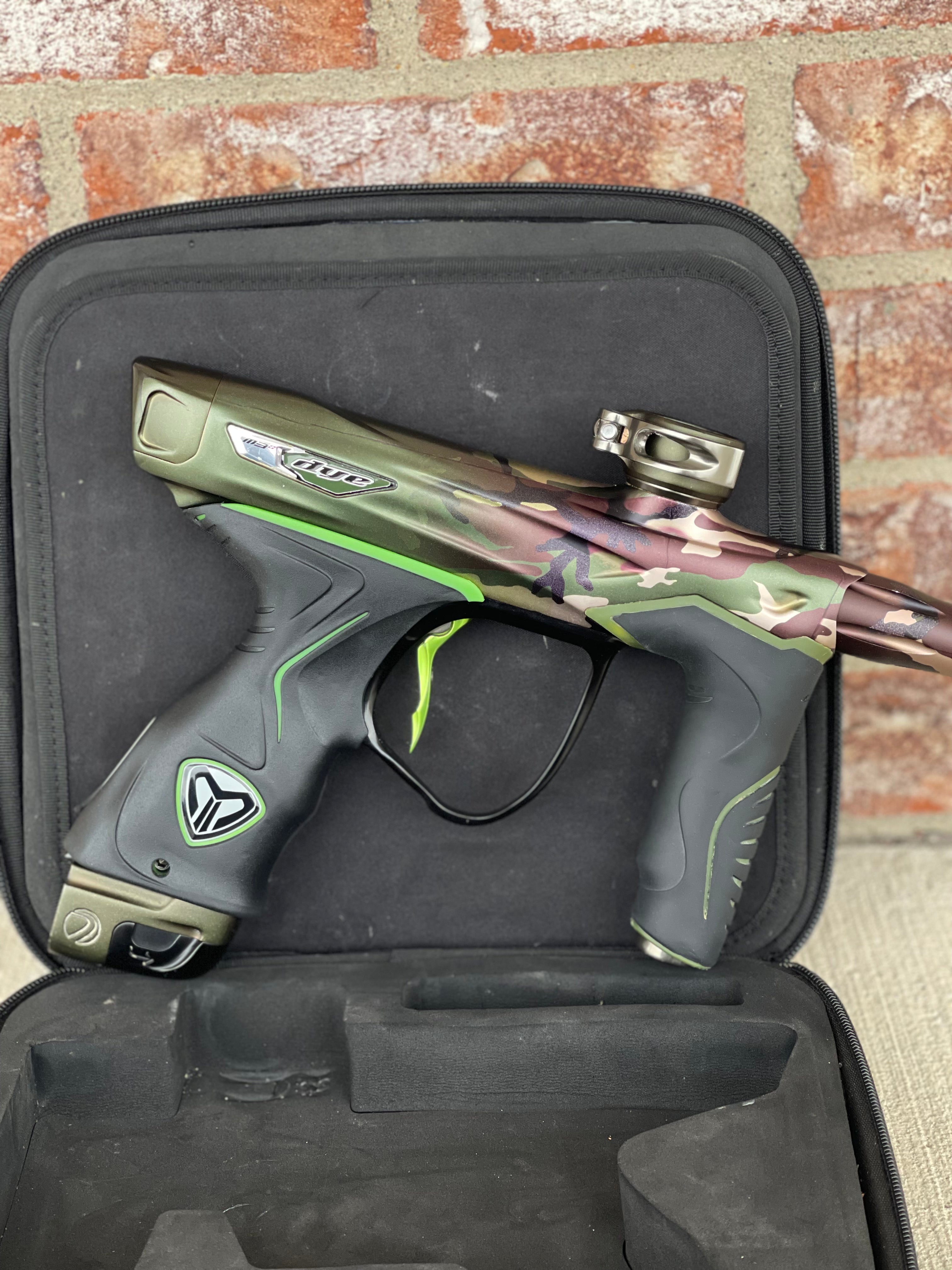 Used Dye M3+ Paintball Gun - PGA Woodland w/Lime Scythe Trigger