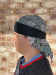 Used Pro Worn Black Sandana Headwrap w/ Forest Mesh - Teal Tag