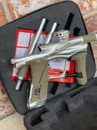 Used Planet Eclipse LV1.6 Paintball Gun - Silver (Pure) w/ Tan Grips, 3 FL Inserts, and Infamous Deuce Trigger