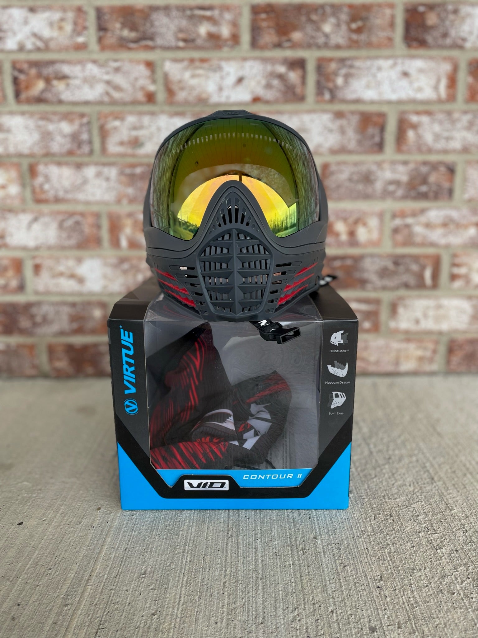 Used Virtue Vio Contour 2 Paintball Mask - Fire w/ Soft Goggle Bag