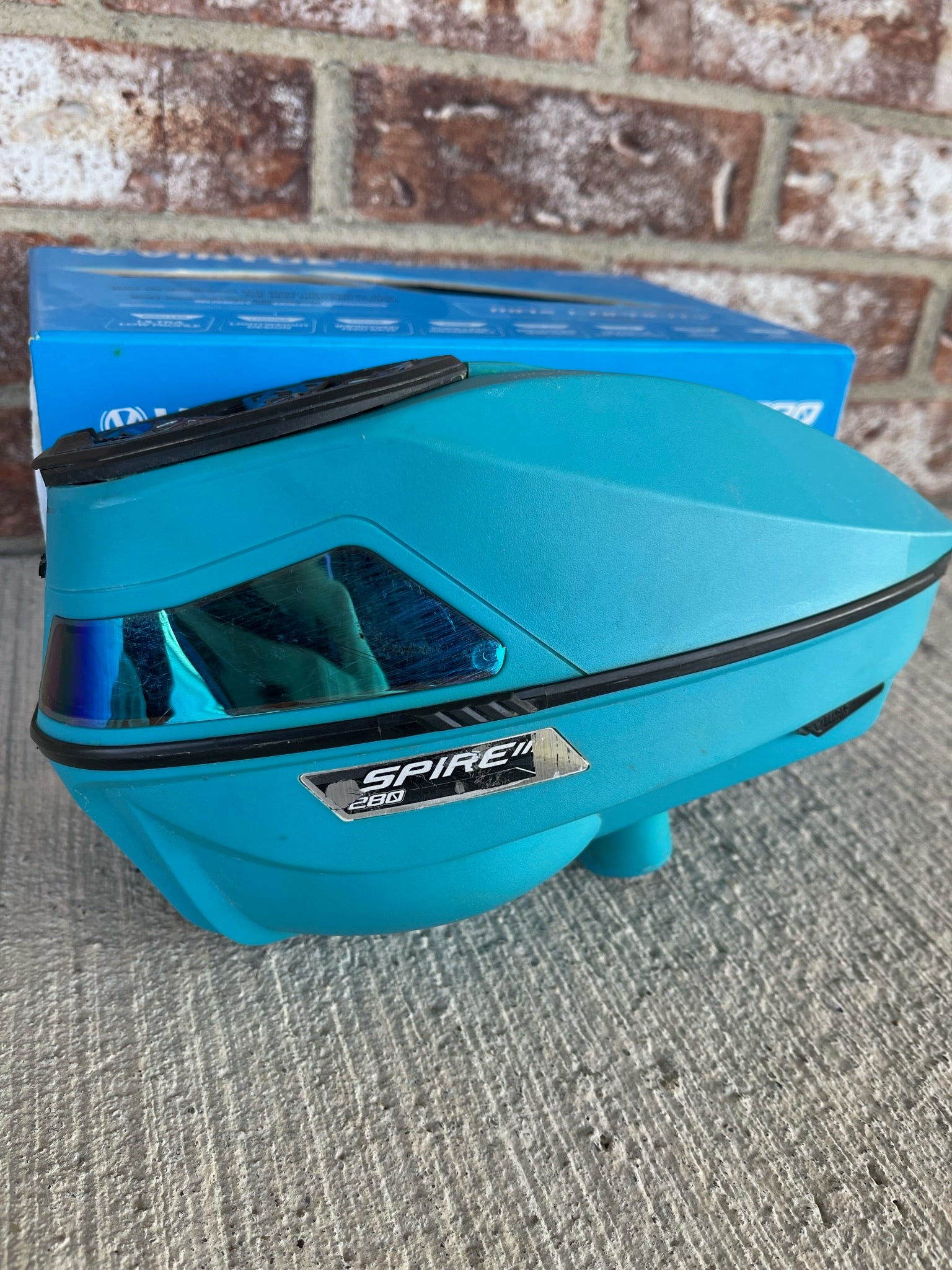 Used Virtue Spire 3 280 Paintball Loader - Teal w/ Virtue Crown Speed feed