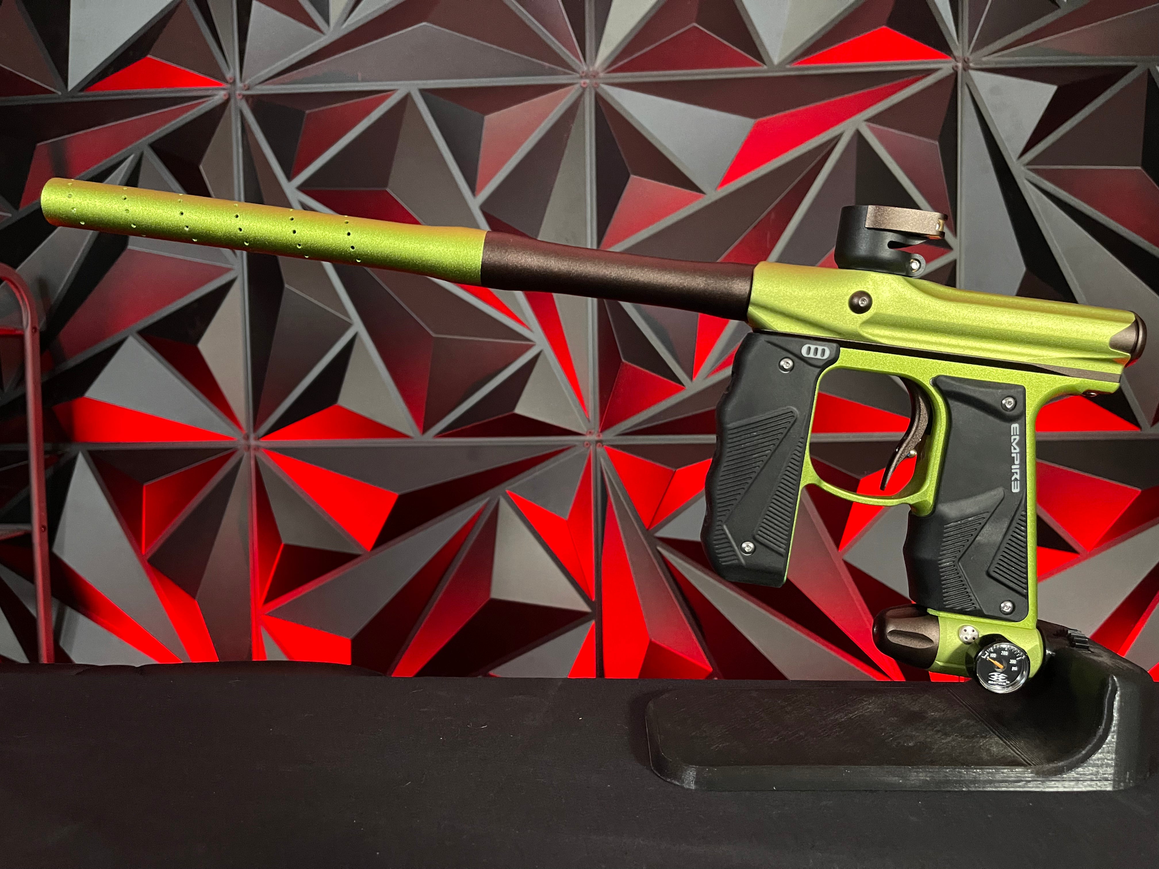 Used Empire Mini GS Paintball Gun - Green / Brown w/ 2-Piece Barrel