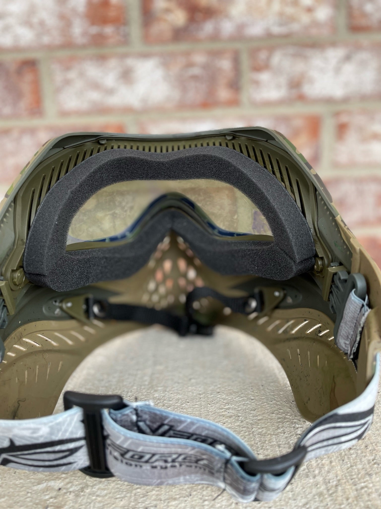 Used V-Force Grill SE Paintball Mask - Woodland Camo w/ 2 Lenses, Visor, and Soft Goggle Bag