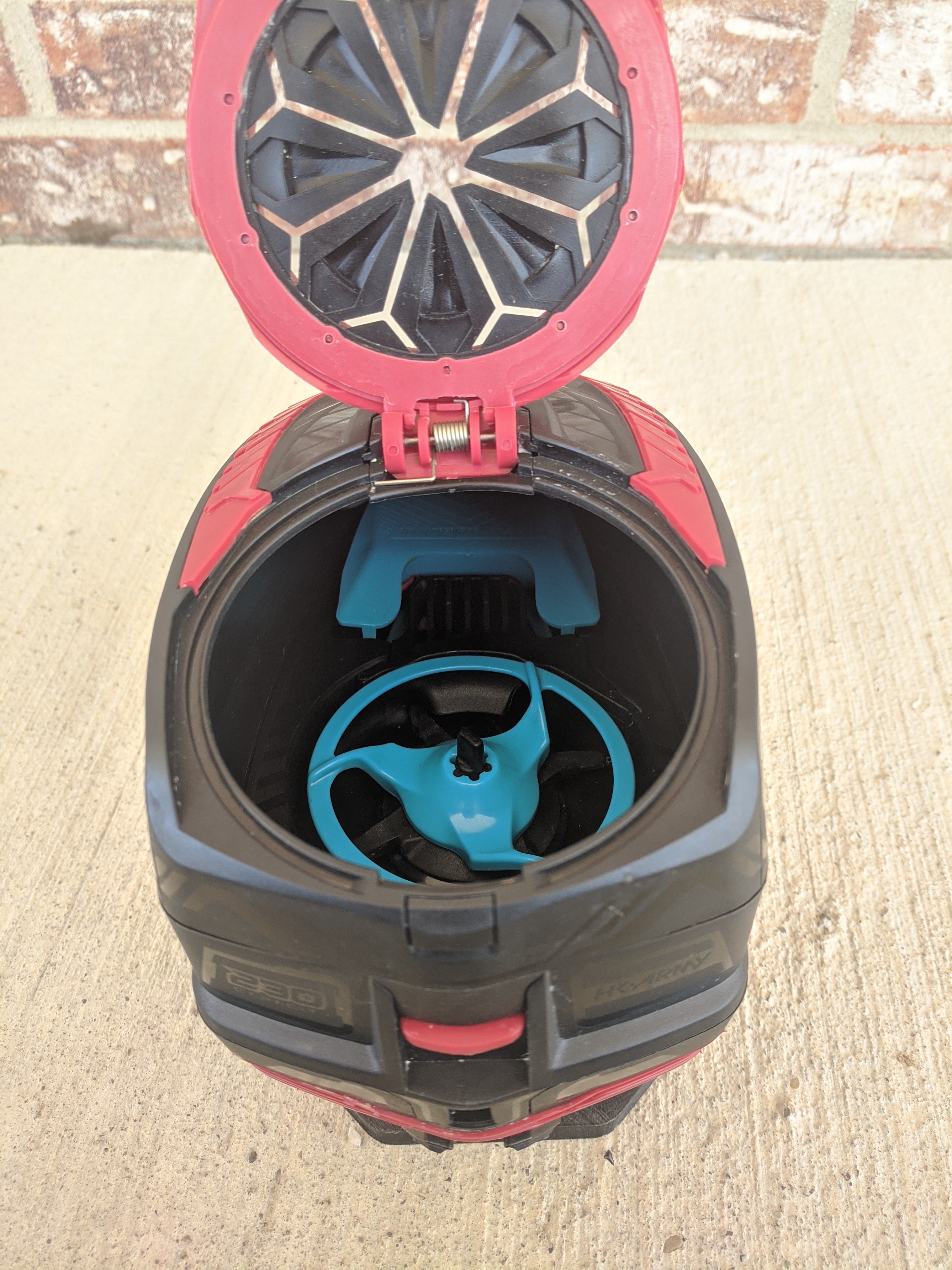 Used HK Army TFX3 Paintball Loader - Black/Red with Speedfeed