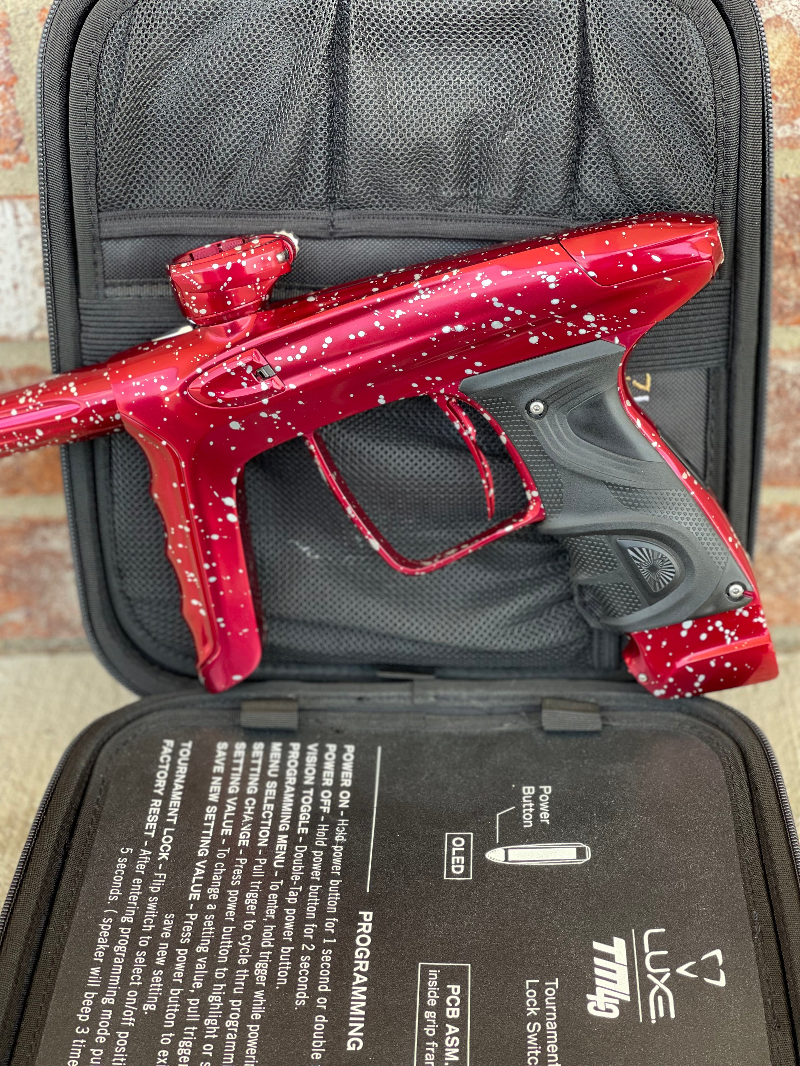 Used DLX Luxe TM40 Paintball Gun - LE Polished Red with White Speckling
