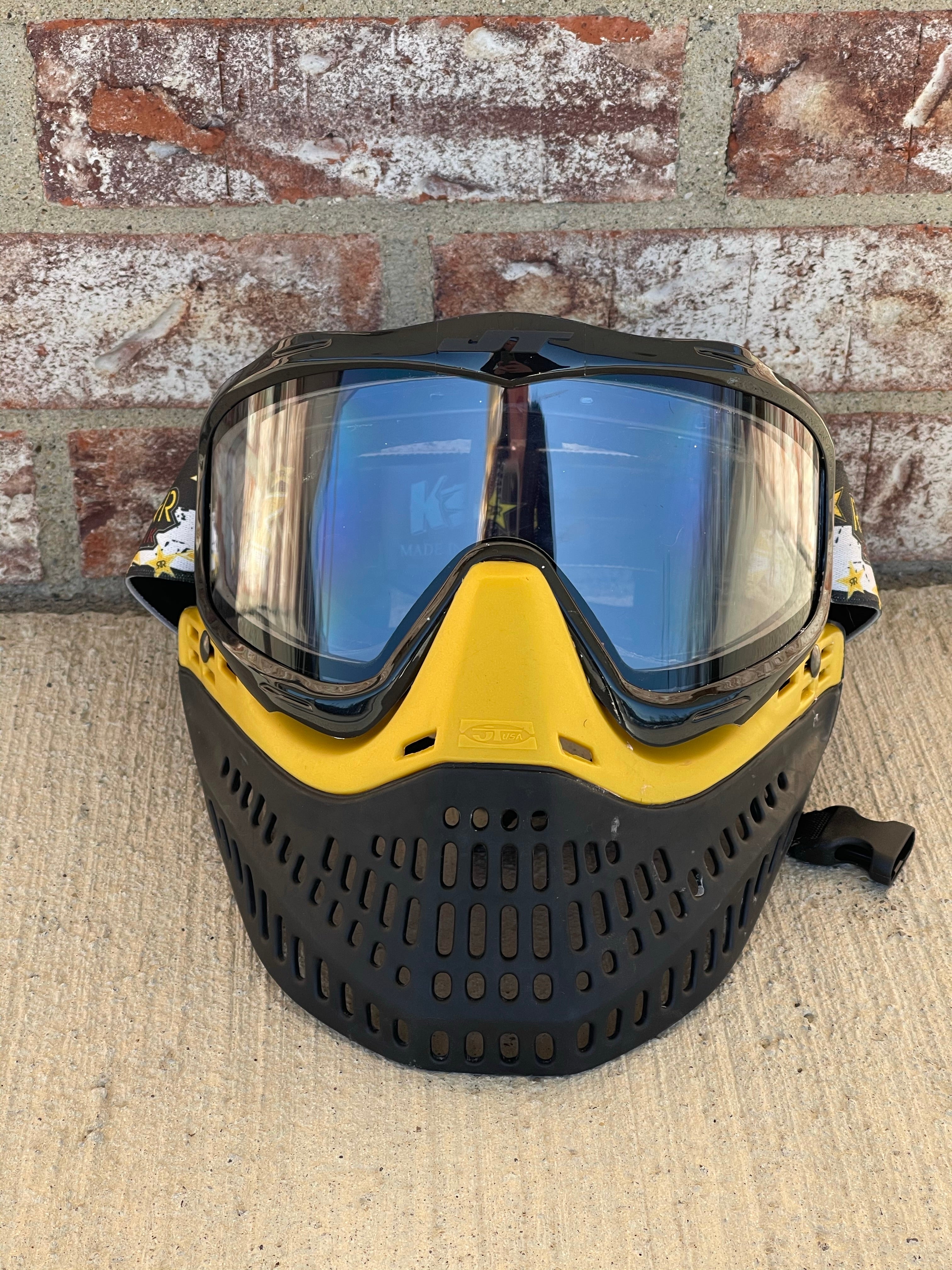 Used JT Proflex Paintball Mask - Rockstar with OG Yellow bottom