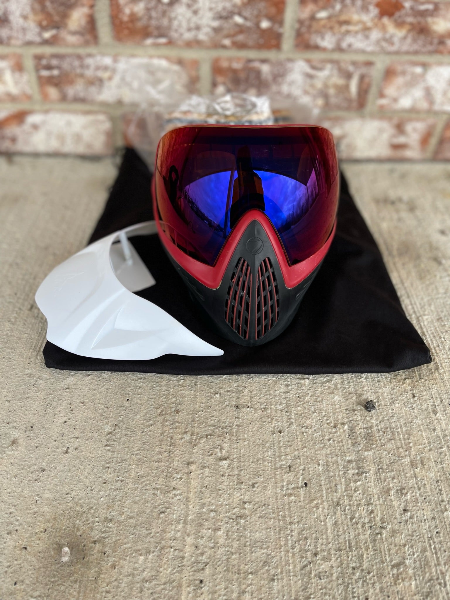 Used Dye I4 Paintball Goggle - Black/Red w/ Mirror Lens, Thermal HD Len, & White Visor