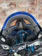 Used Virtue Vio Ascend Paintball Mask - Black/Blue w/ Soft Goggle Bag and Clear Lens