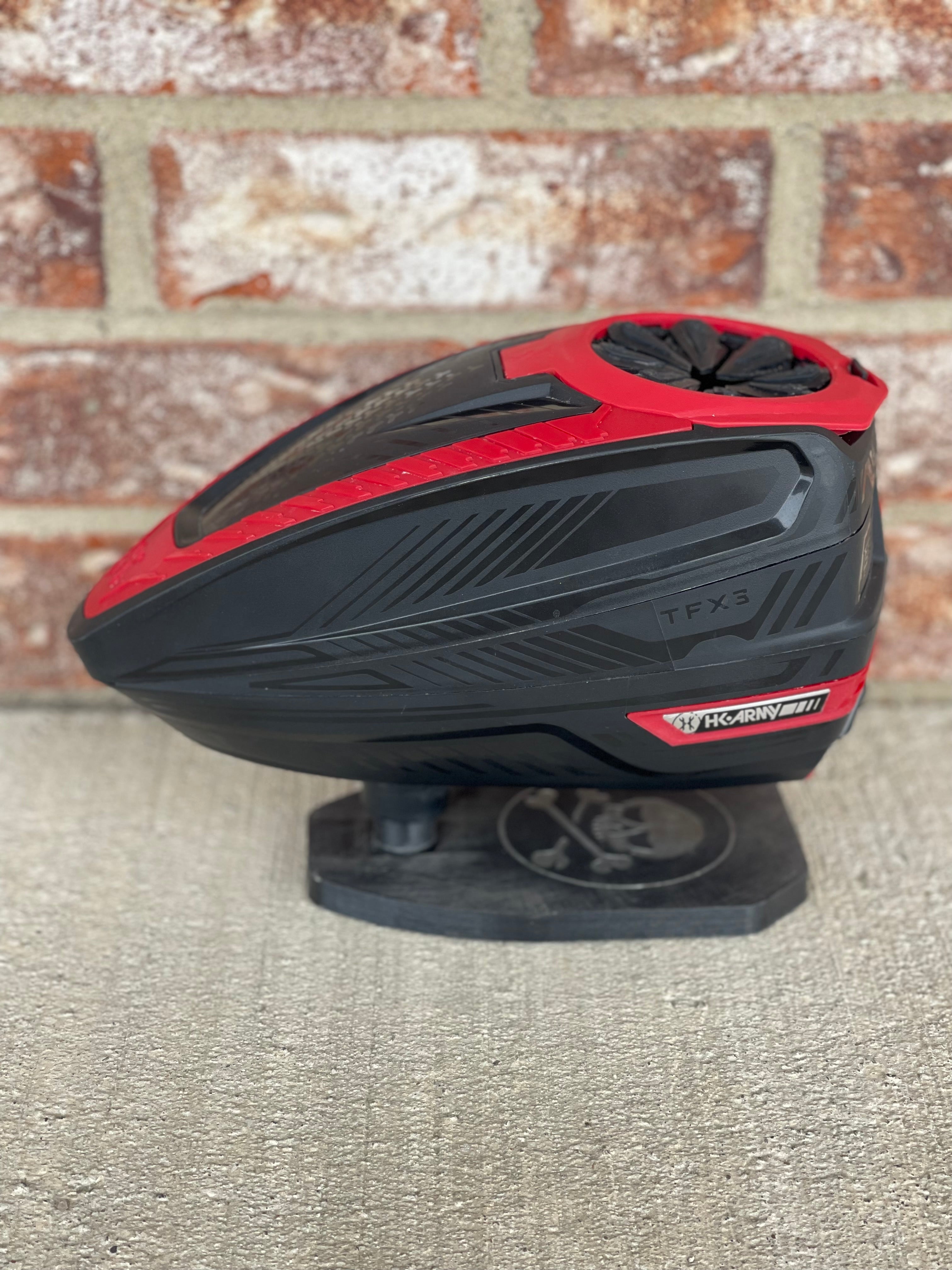 Used HK Army TFX3 Paintball Loader - Black/Red with Rain Lid & Speedfeed