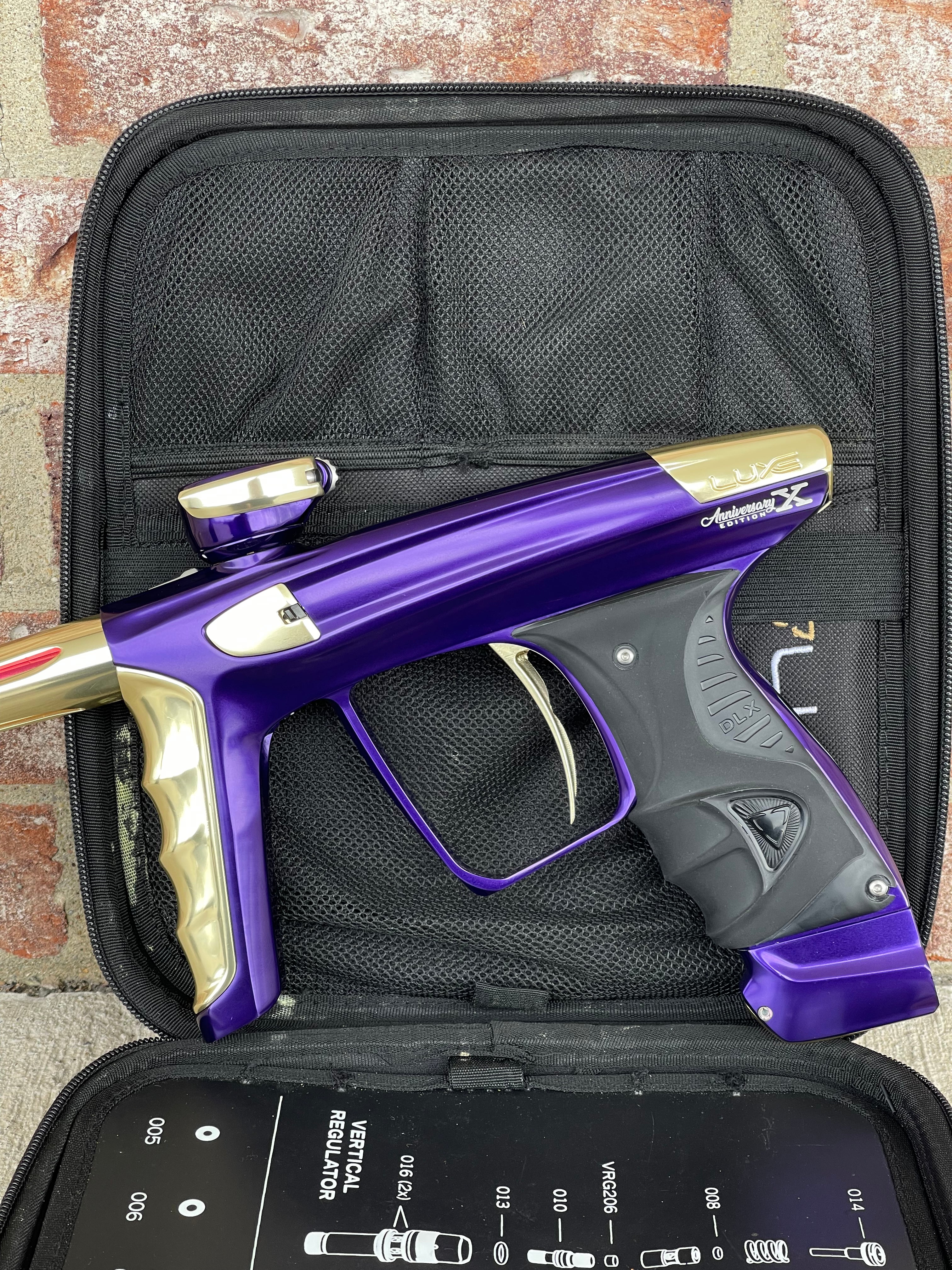 Used DLX Luxe X Paintball Gun - Polished Purple/Polished Gold - Anniversary Edition