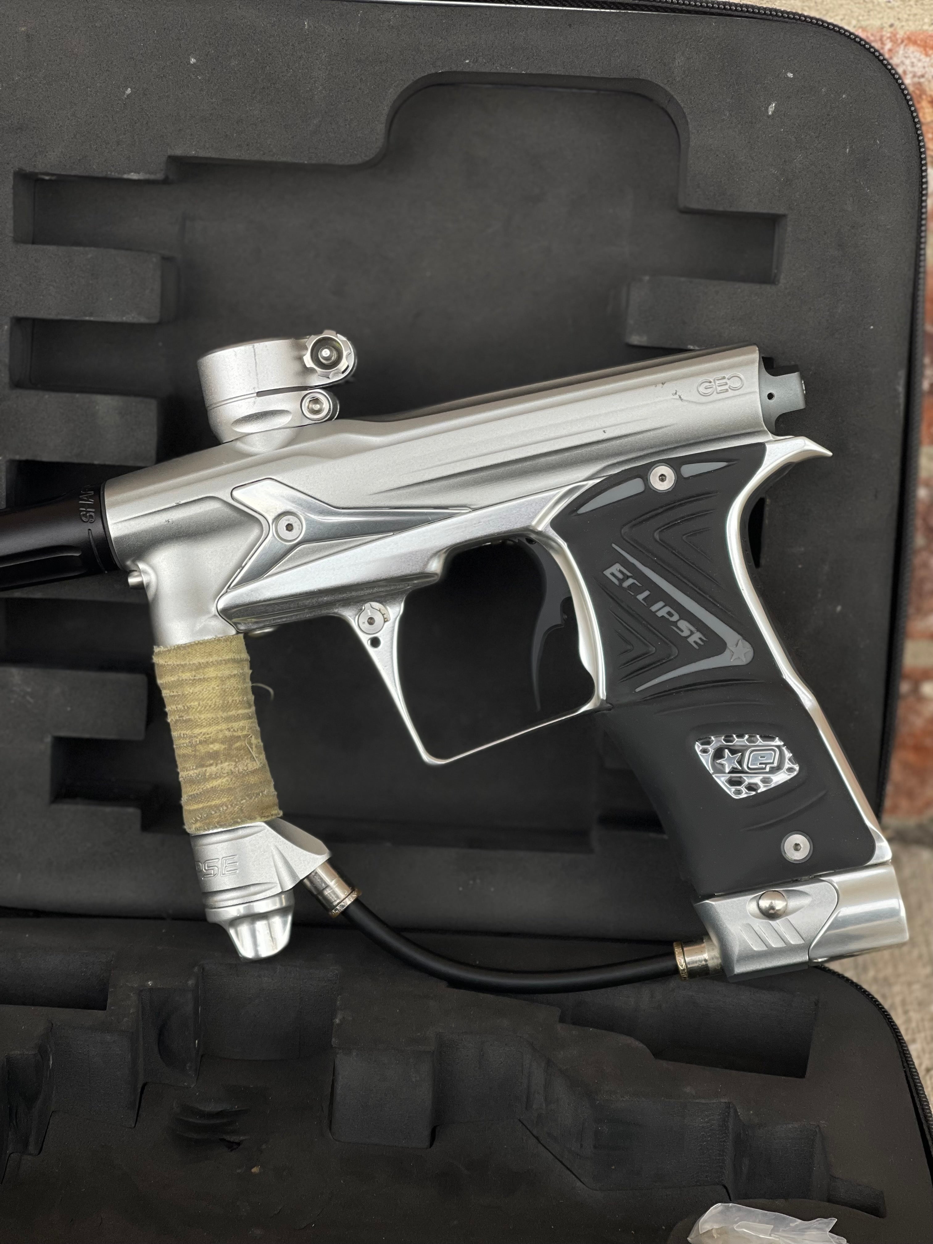 Used Eclipse Geo 3 Paintball Gun Silver Punishers Paintball