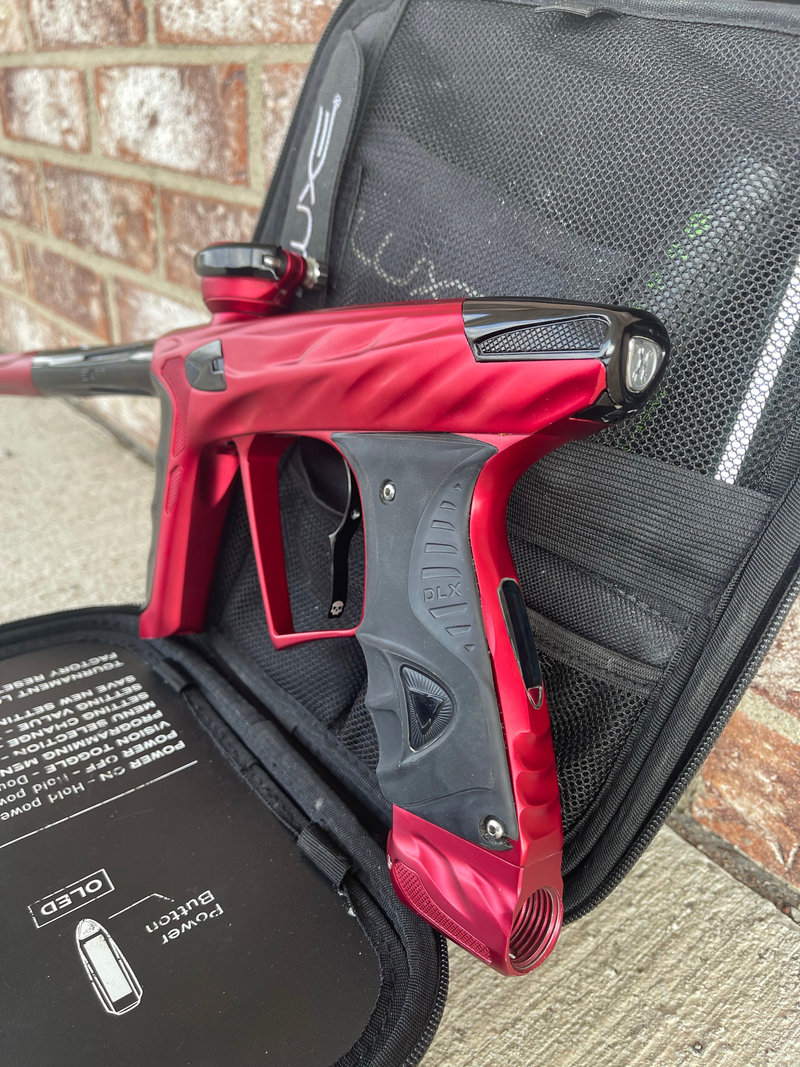 Used HK Army DLX Luxe X A51 Paintball Gun - Dust Red/Polished Black w/Infamous Deuce Trigger & Carbon IC Barrel