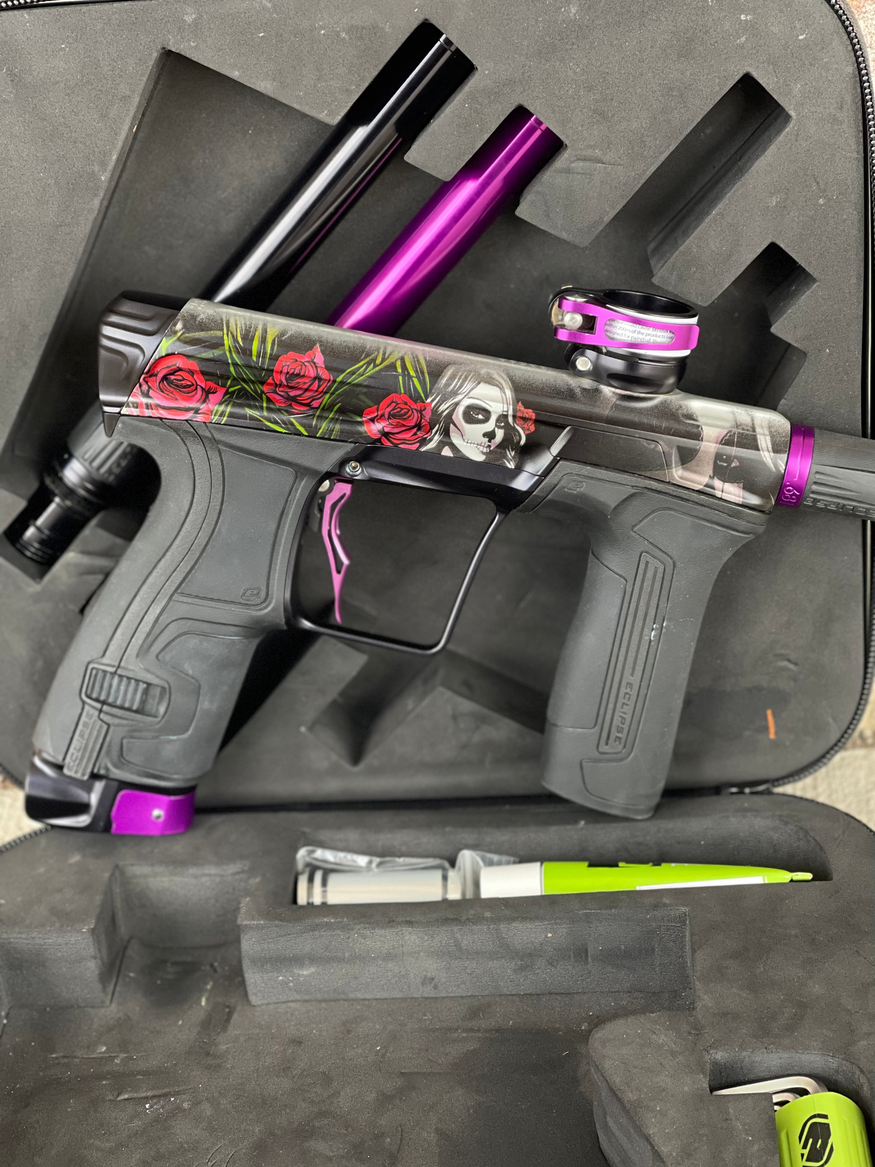 Used Planet Eclipse CS2 Paintball Gun - Dia De Los Muetros w/Infamous Deuce Trigger and Infamous Wave Spring