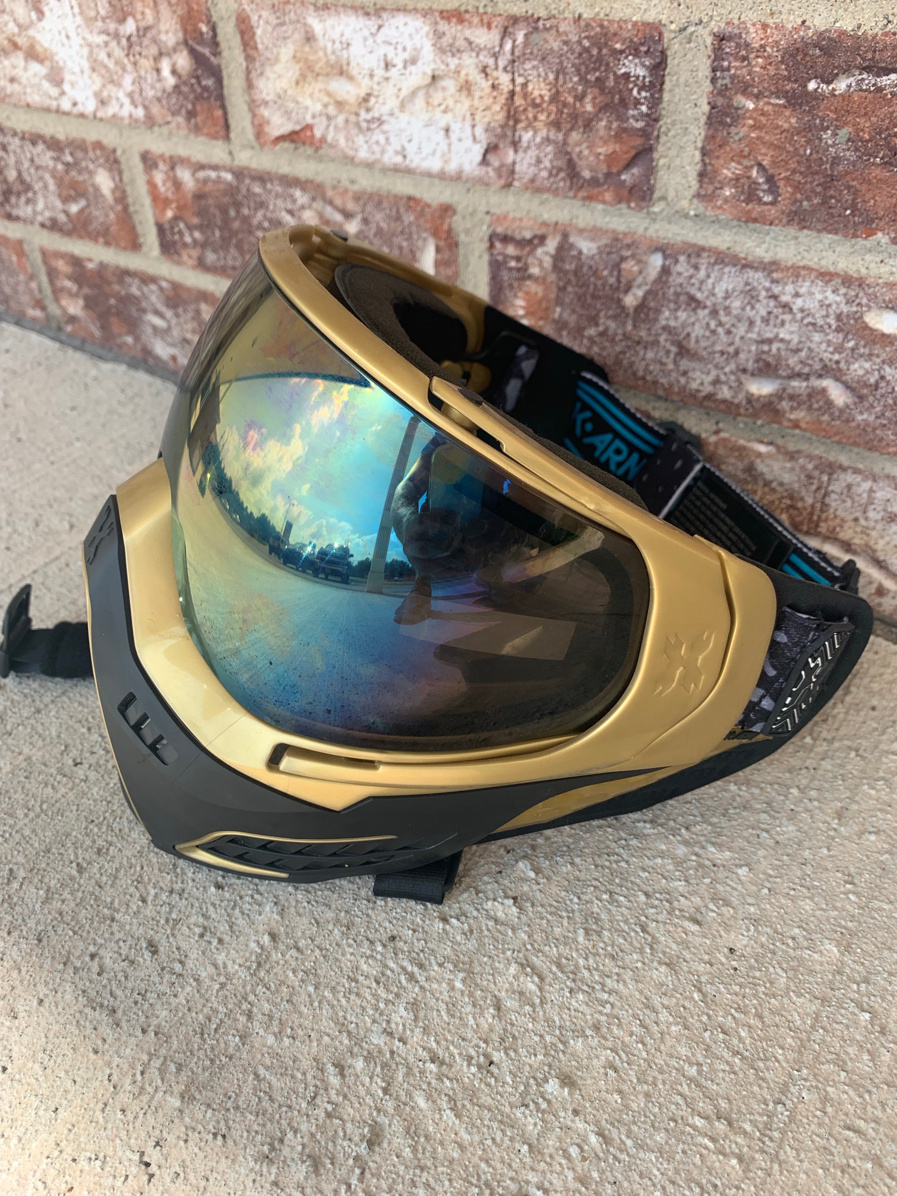 Used HK Army KLR Paintball Mask- Gold/Black