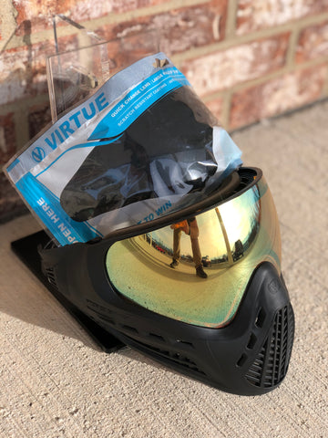 Used Virtue Ascend Paintball Mask - Black w/ Smoke & Gold Mirror Lens
