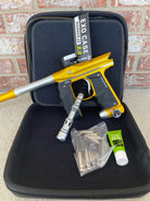 Used Empire Mini GS Paintball Gun w/ 2 Piece Barrel - Dust Gold / Silver w/ HK Army Exo 2.0 Marker Case