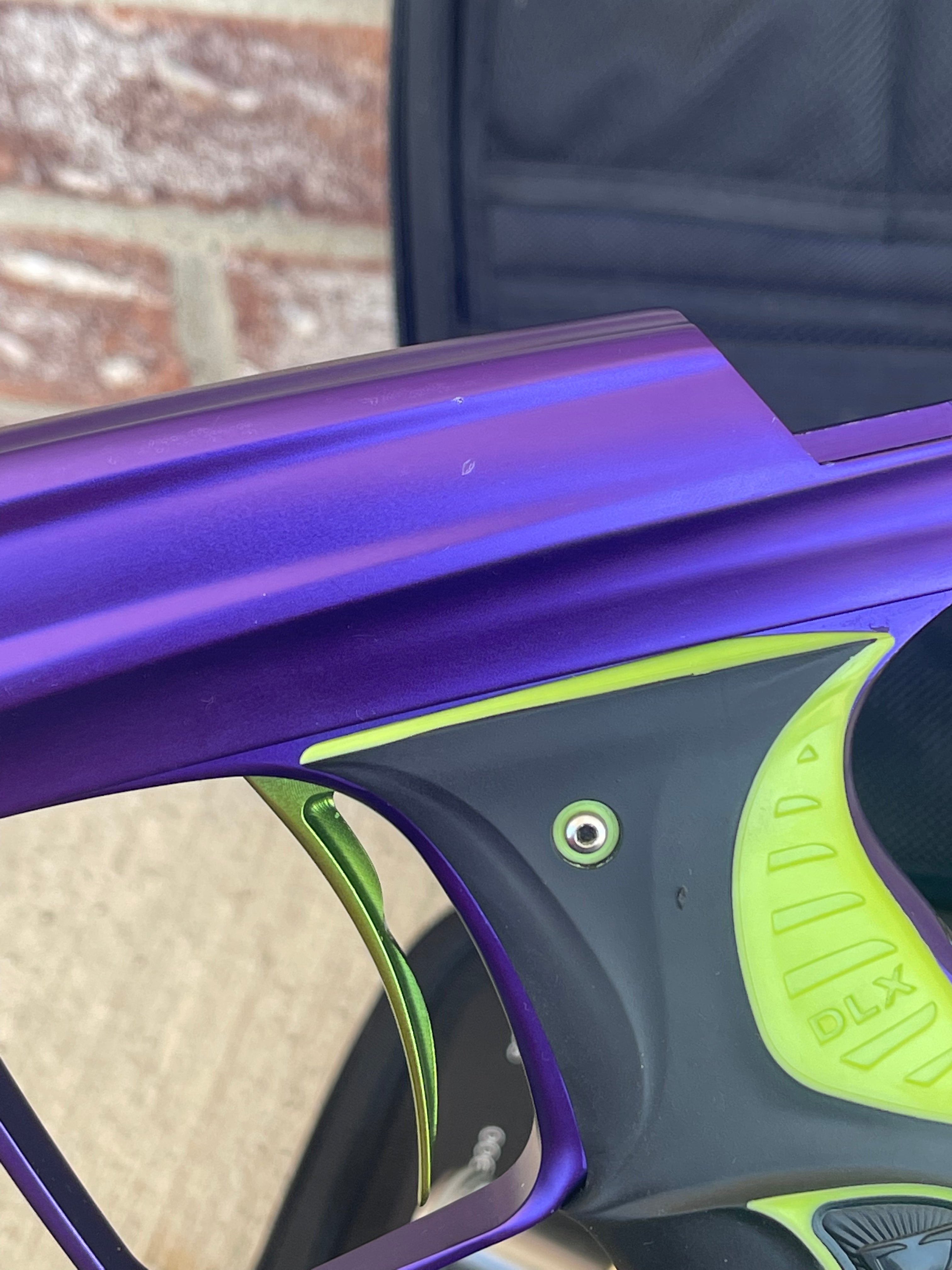 Used DLX Luxe X Paintball Gun - Dust Purple / Polished Green