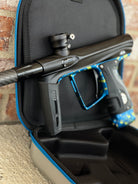 Used Shocker XLS Paintball Gun - Black with Blue Green Splash Trigger Frame and CVO Frame