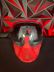 Used Carbon Zero Pro Paintball Mask - LESS Coverage - Crimson (Red/Black) w/ Case and spare visor clip