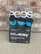 Used HK Army High Capacity 165 Round Pods- Black/Turquoise- 6 Pack *1 Pod will not Open*