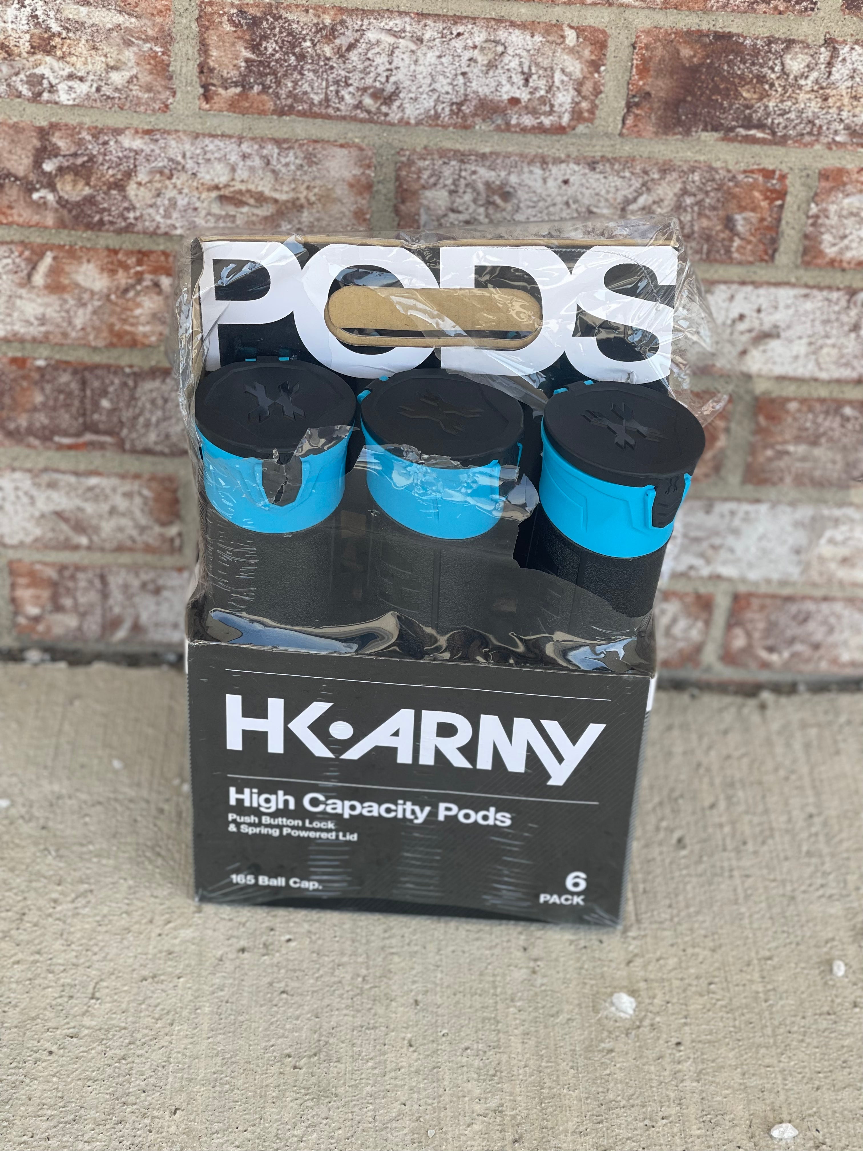 Used HK Army High Capacity 165 Round Pods- Black/Turquoise- 6 Pack *1 Pod will not Open*