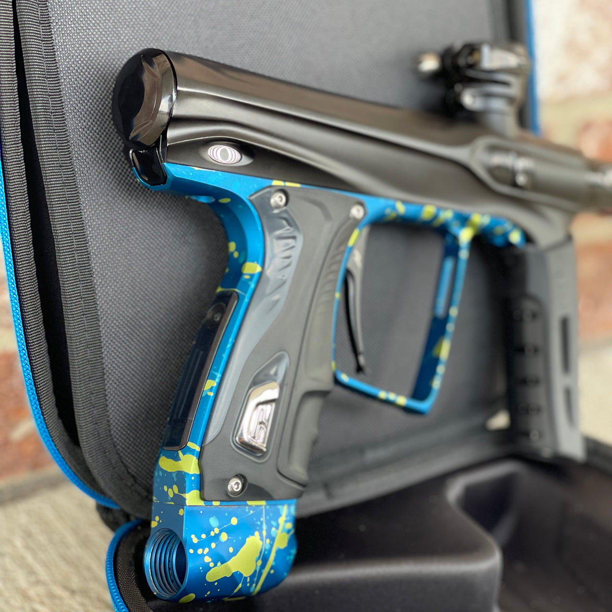 Used Shocker XLS Paintball Gun - Black / Blue w/ CVO Frame
