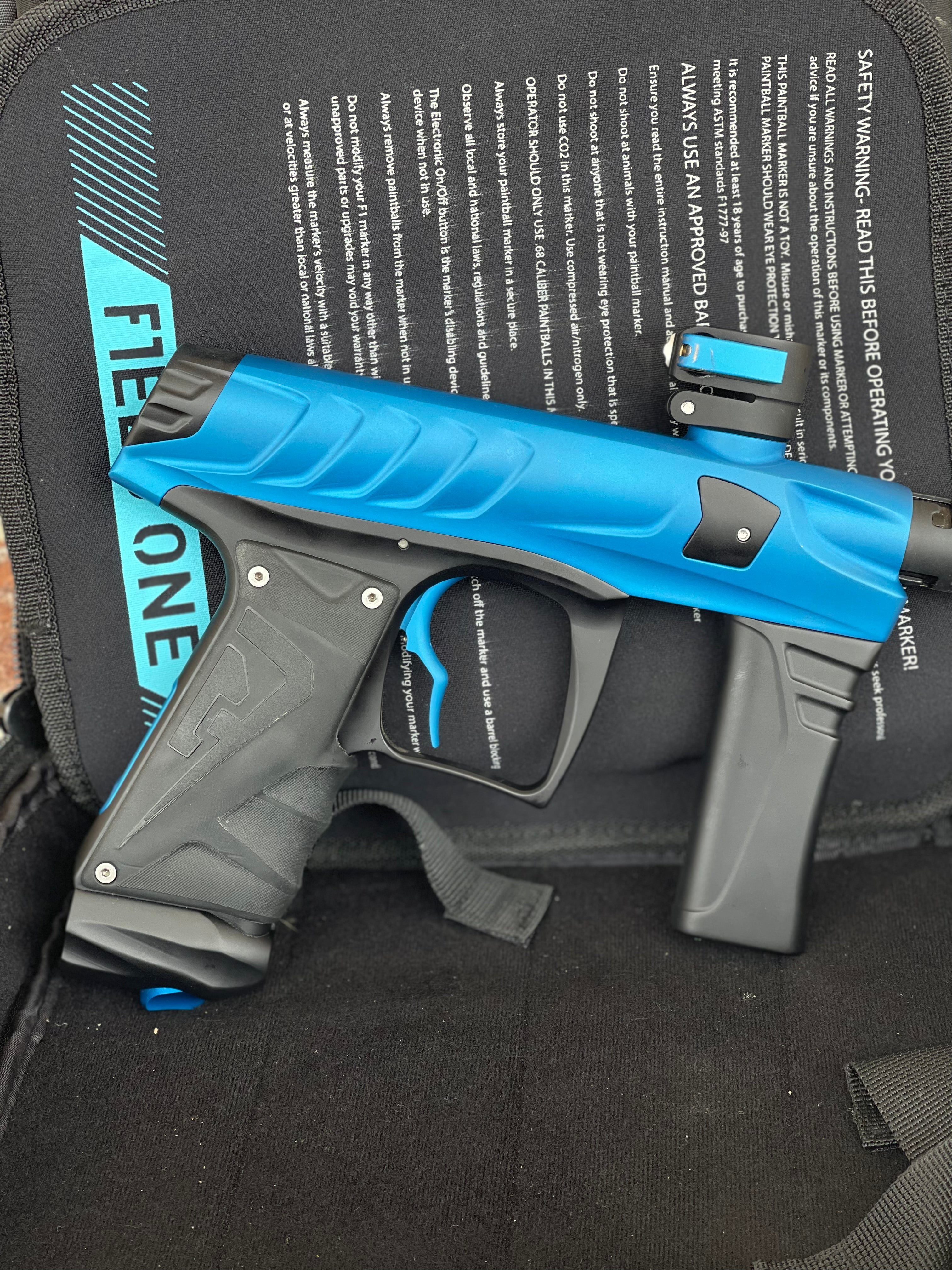 Used Field One Force Paintball Gun - Dust Blue with Full Acculock Barrel Kit