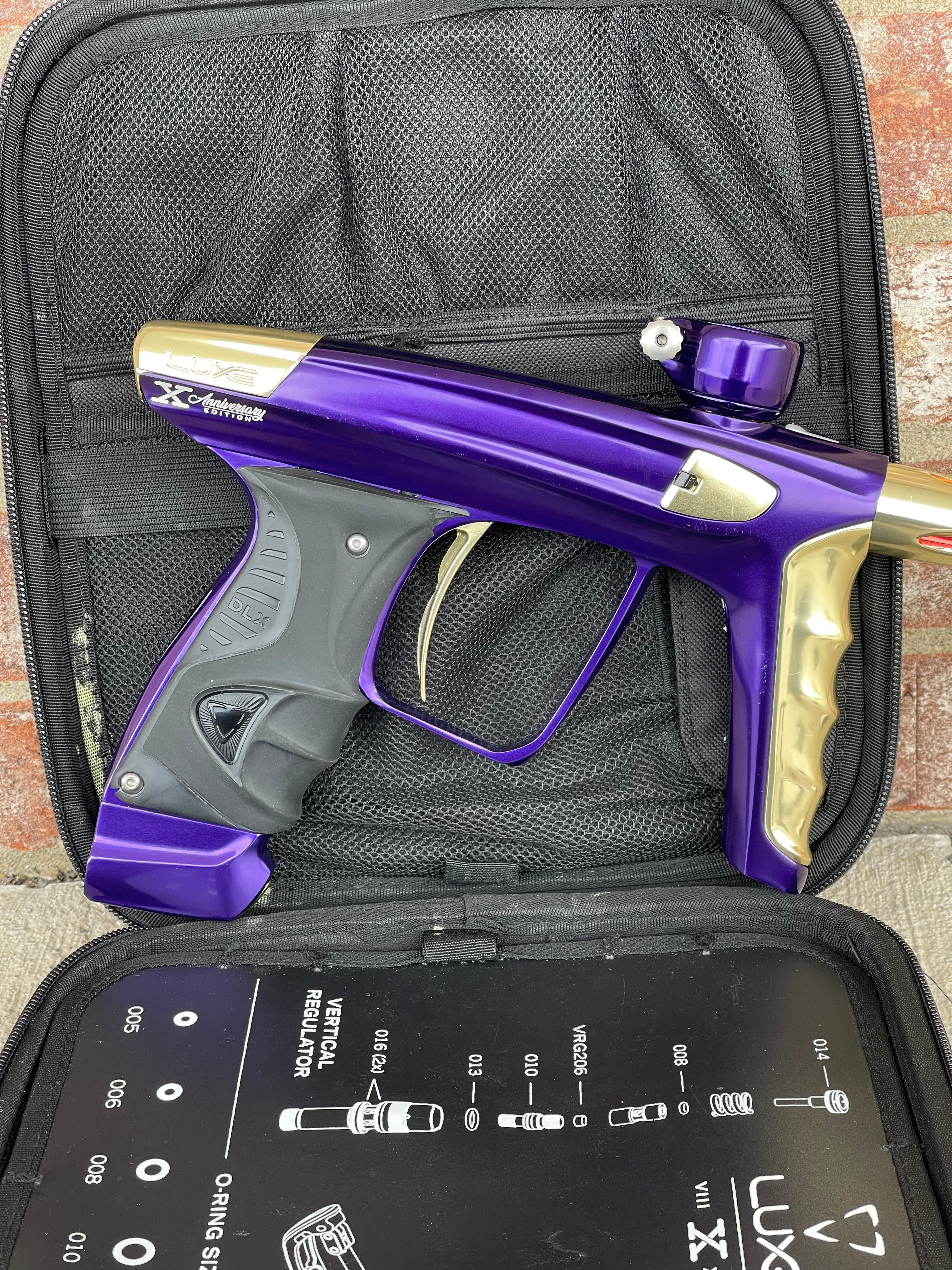 Used DLX Luxe X Paintball Gun - Polished Purple/Polished Gold - Anniversary Edition