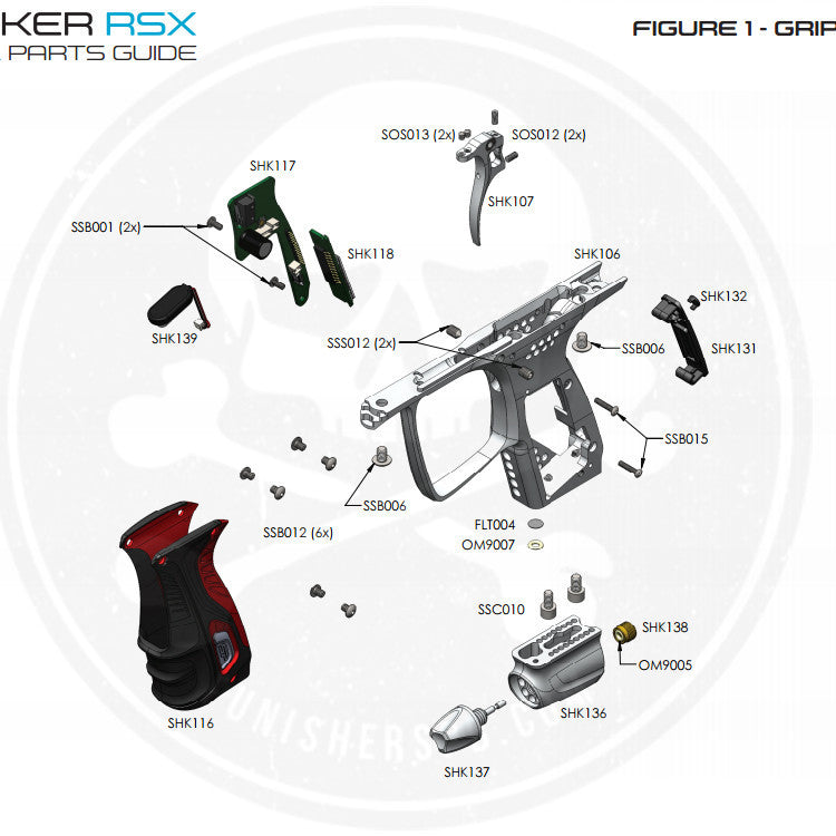 SP Shocker RSX Grip Frame Parts List - Pick The Part You Need!