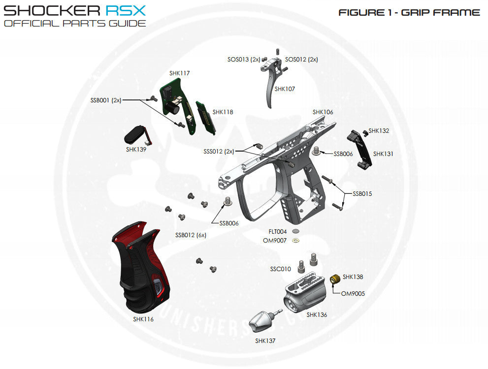 SP Shocker RSX Grip Frame Parts List - Pick The Part You Need!